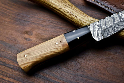 HS-698 Custom Handmade Damascus Steel Skinner Knife - Beautiful Wood Handle