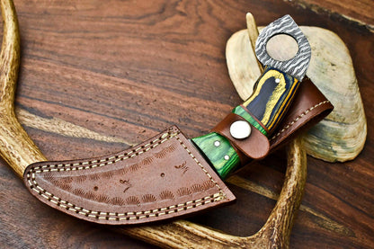 HS-895 Handmade Damascus Hunting Blade Karambit Full Tang Knife