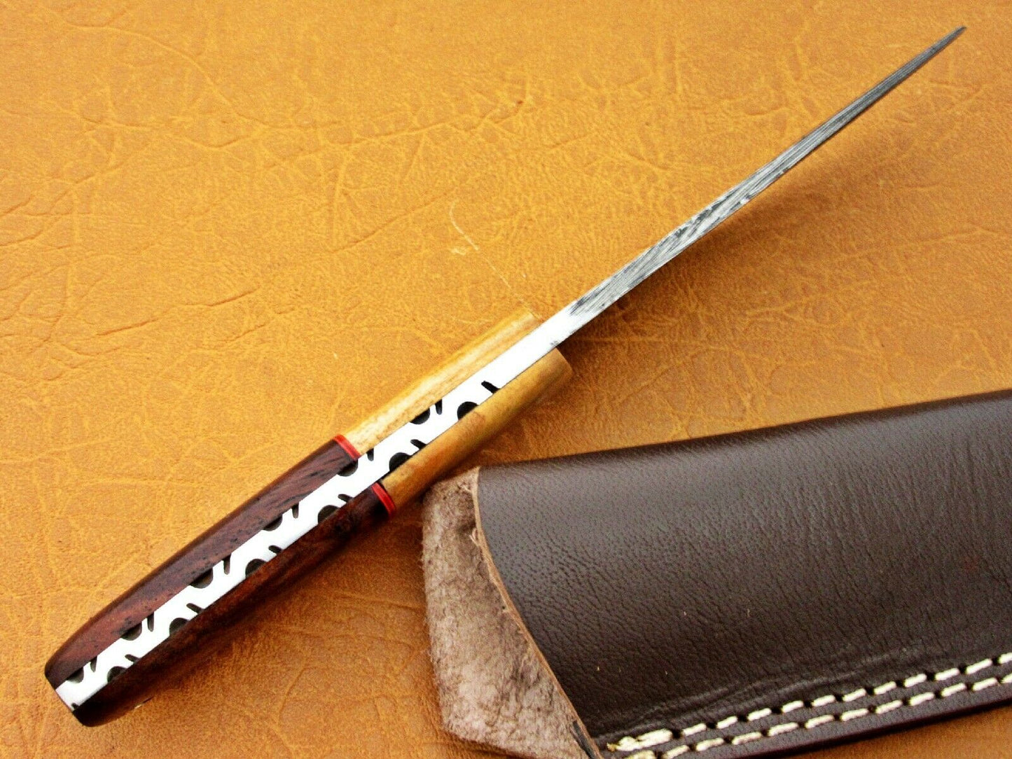 HS-773 Custom Handmade Damascus Skinner Knife With Wood Handle