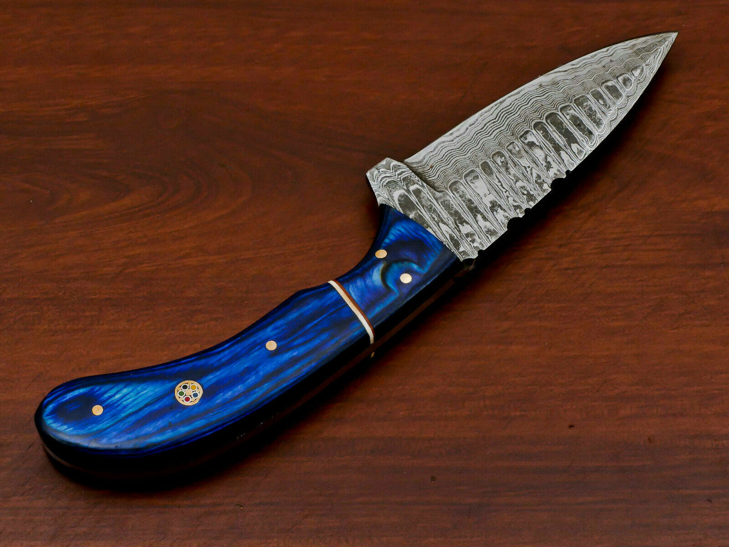 HS-565 HANDMADE DAMASCUS CUSTOM PAKKA WOOD HANDLE SKINNING CAMPING KNIFE