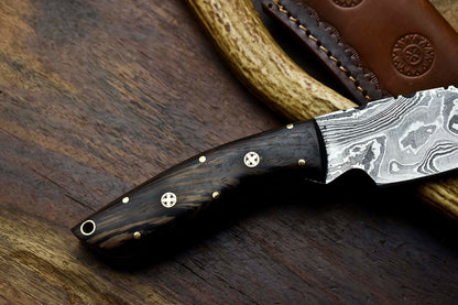HS-608 Handmade Damascus Skinning Blade Camping Full Tang Knife