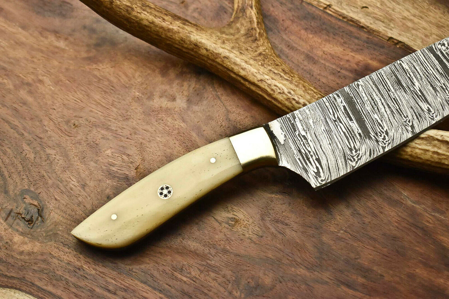 HS-265 Hand Made Damascus Steel Blade Chef Kitchen Full Tang Knife | CAMEL BONE Best gift for mom