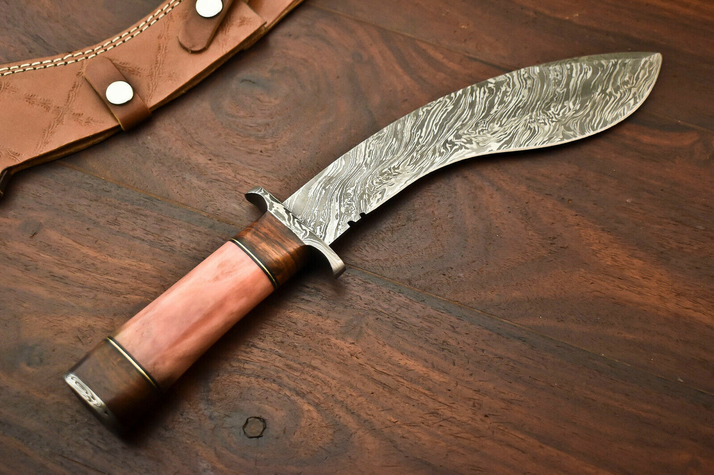 HS-869 Custom Handmade Damascus Steel Hunitng/Kukri Knife - Colour Camel Bone Handle