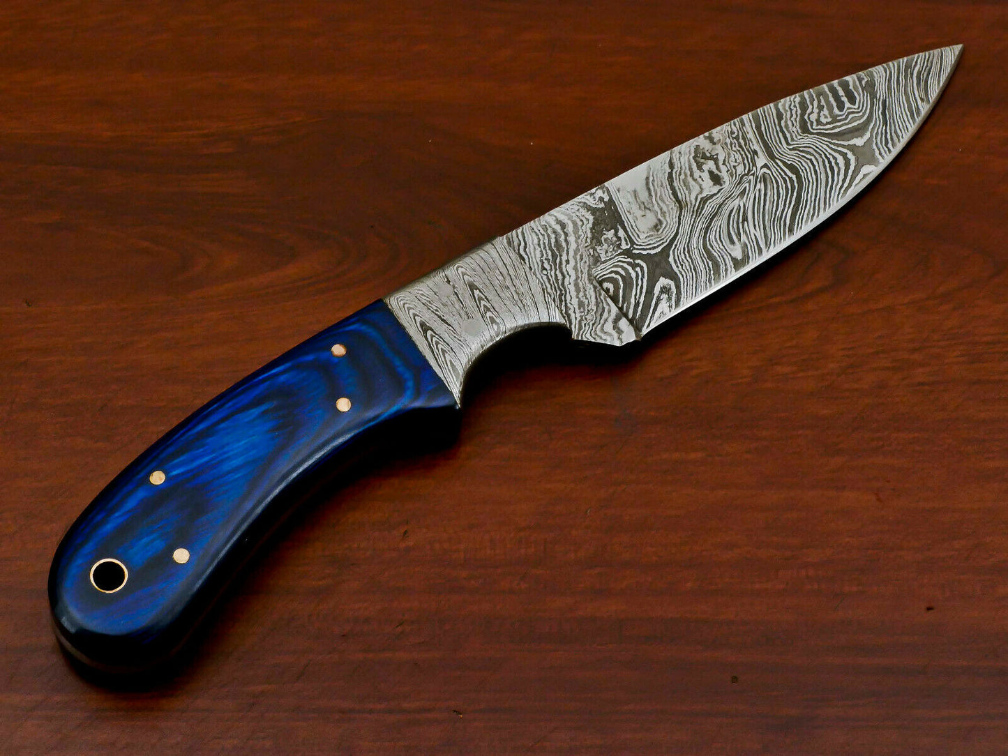 HS-376 '' HAND MADE DAMASCUS BLADE SKINNING HUNTING KNIFE - FULL TANG - PAKKA WOOD