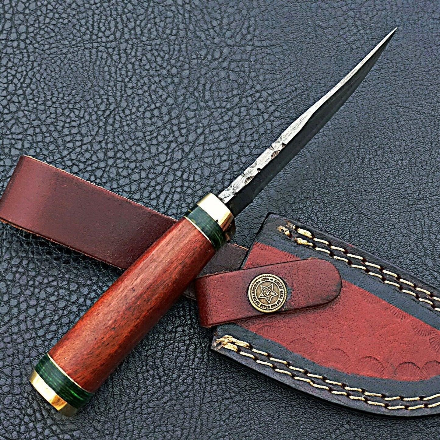HS-418 | Custom Handmade Damascus Steel Hunting Knife - Beautiful Wood Handle