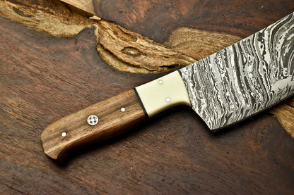 HS-269 Hand Made Damascus Steel Blade Chopper Cleaver Knife Full Tang Knife | Hard Wood