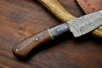 HS-695 Custom Handmade Damascus Steel Skinner Knife - Beautiful Hard Wood Handle