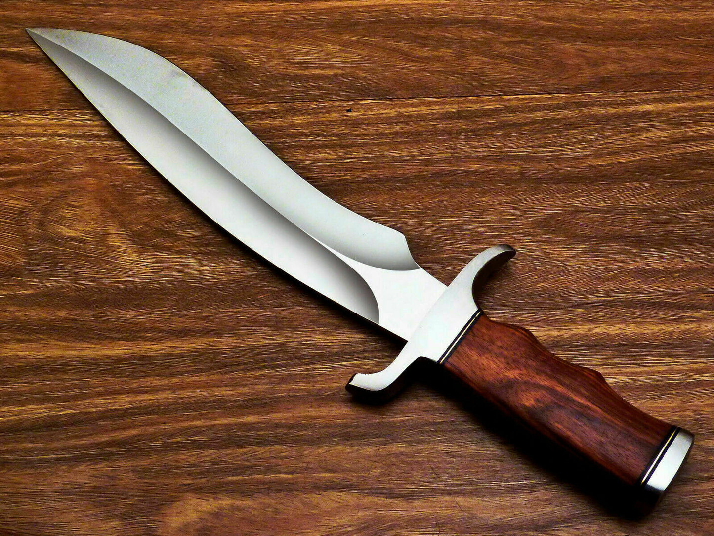 HS-380 CUSTOM HAND FORGED D2 TOOL Steel Blade 17" Bowie Hunting Knife NATURAL WOOD