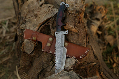 HS-369 '' Damascus Steel Handmade Tracker Knife, Best Survival Knife, Custom Knife