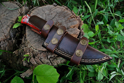 HS-371 '' Handmade Damascus Fix Blade Hunting Skinner Camping Knife Resin Handle