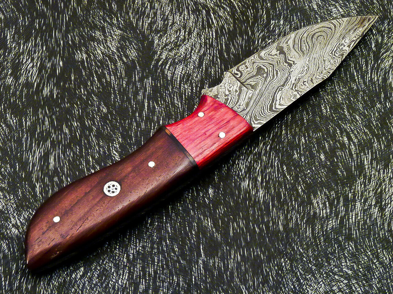 HS-580 Custom Hand Forged Damascus Steel 8" Hunting Knife -Pakka & Natural Wood