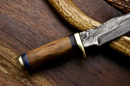 HS-716 Custom Handmade Awesome Walunt Wood Handle Damascus Steel Skinner Knife With Best Price