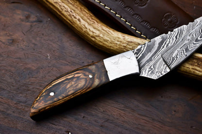 HS-566 Handmade Damascus Skinning Blade Camping Full Tang Knife