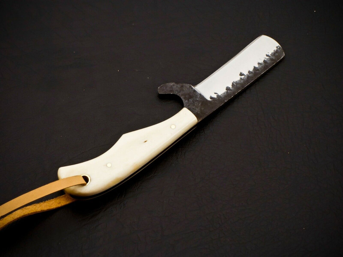 HS-952 Carbon Steel Cowboy Bull Cutter Knife – Full Tang, 6 Inch, Leather Sheath