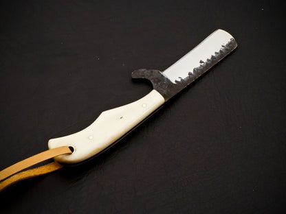 HS-952 Carbon Steel Cowboy Bull Cutter Knife – Full Tang, 6 Inch, Leather Sheath