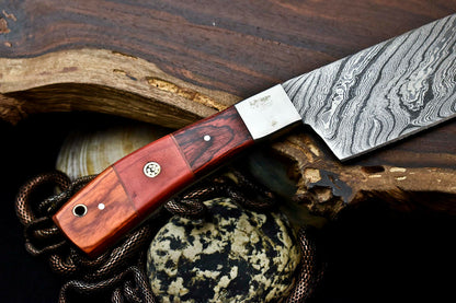 HS-283 Hand Made Damascus Steel Blade Chopper Cleaver Knife Full Tang Knife | Hard Wood