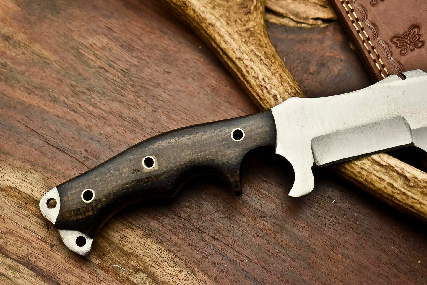 HS-926 Custom Handmade Stainless Steel Tracker Knife - Beautiful Hard Wood Handle