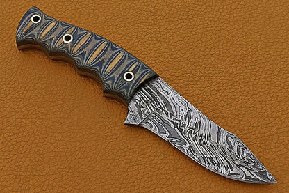 HS-740 Custom Handmade Damascus Steel Skinner Knife With Black Sheet Handle