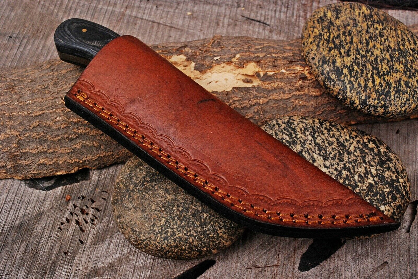 HS-727 Custom Handmade Damascus Steel Skinner Knife - Hard Wood Handle