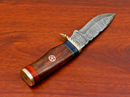 HS-788 Custom Handmade Damascus Skinner Knife With Wood Handles