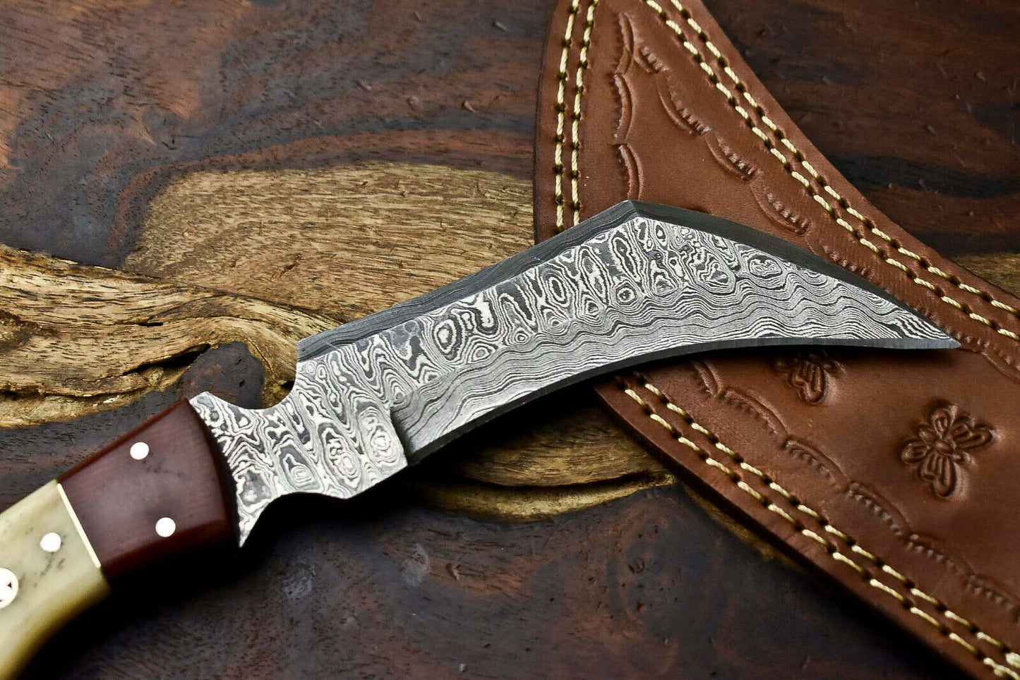 HS-902Handmade Damascus Hunting Blade Karambit Full Tang Knife Best Gifts