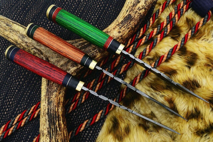 HS Deal 03 - 10 Inch Custom Handmade Damascus Skinner Knife Lot of 3 Pecs With Different Handles