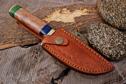 HS-495 Custom Handmade Damascus Hunting Knife With Beautiful Bone Handle