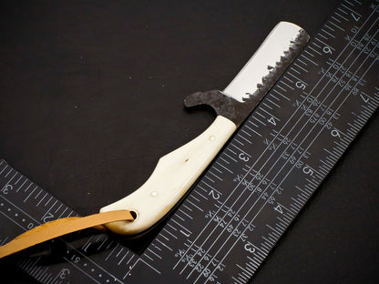 HS-952 Carbon Steel Cowboy Bull Cutter Knife – Full Tang, 6 Inch, Leather Sheath