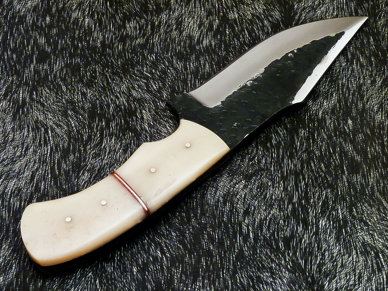 HS-579  Custom Hand Forged Railroad Spike Carbon Steel 8.5" Skinning Knife BONE