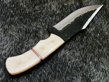 HS-579  Custom Hand Forged Railroad Spike Carbon Steel 8.5" Skinning Knife BONE