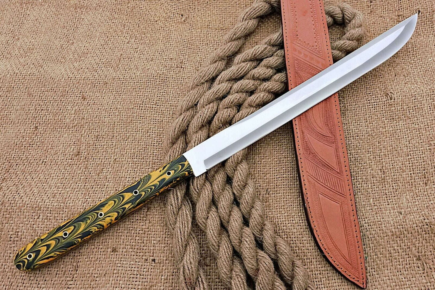 HS-1102 | Custom Handmade Steel D2 Fighter Hunting Combat Mini Sword knife With Resin Handle