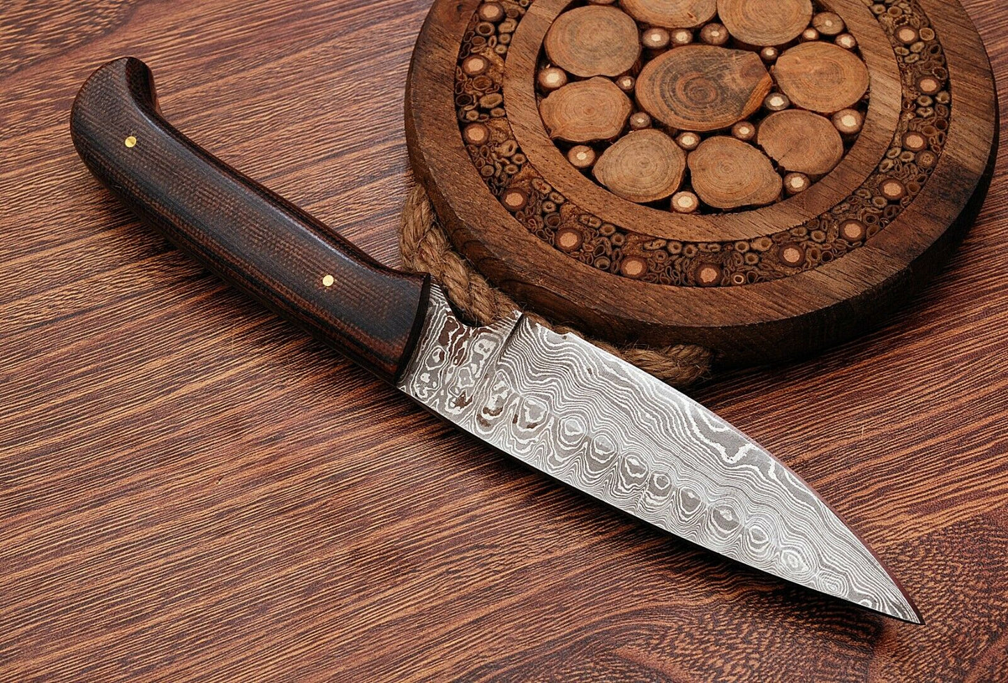 HS-766 Custom Handmade Damascus Steel Skinner Knife With Micarta Hanlde