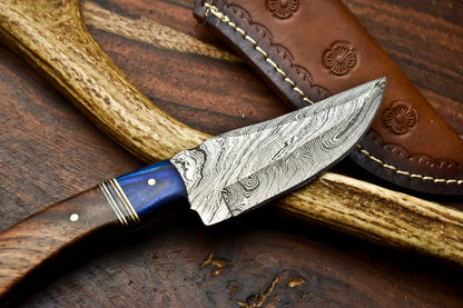 HS-626 Handmade Damascus Skinning Blade Camping Full Tang Knife