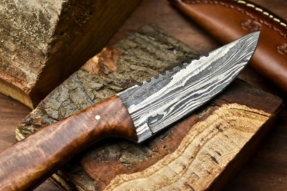 HS-651 Custom Handmade Damascus Hunting Skinning Blade Hunter Camping Full Tang Knife