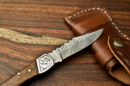 HS-1130 '' Hand Made Damascus Steel Blade Back Lock Folding Knife