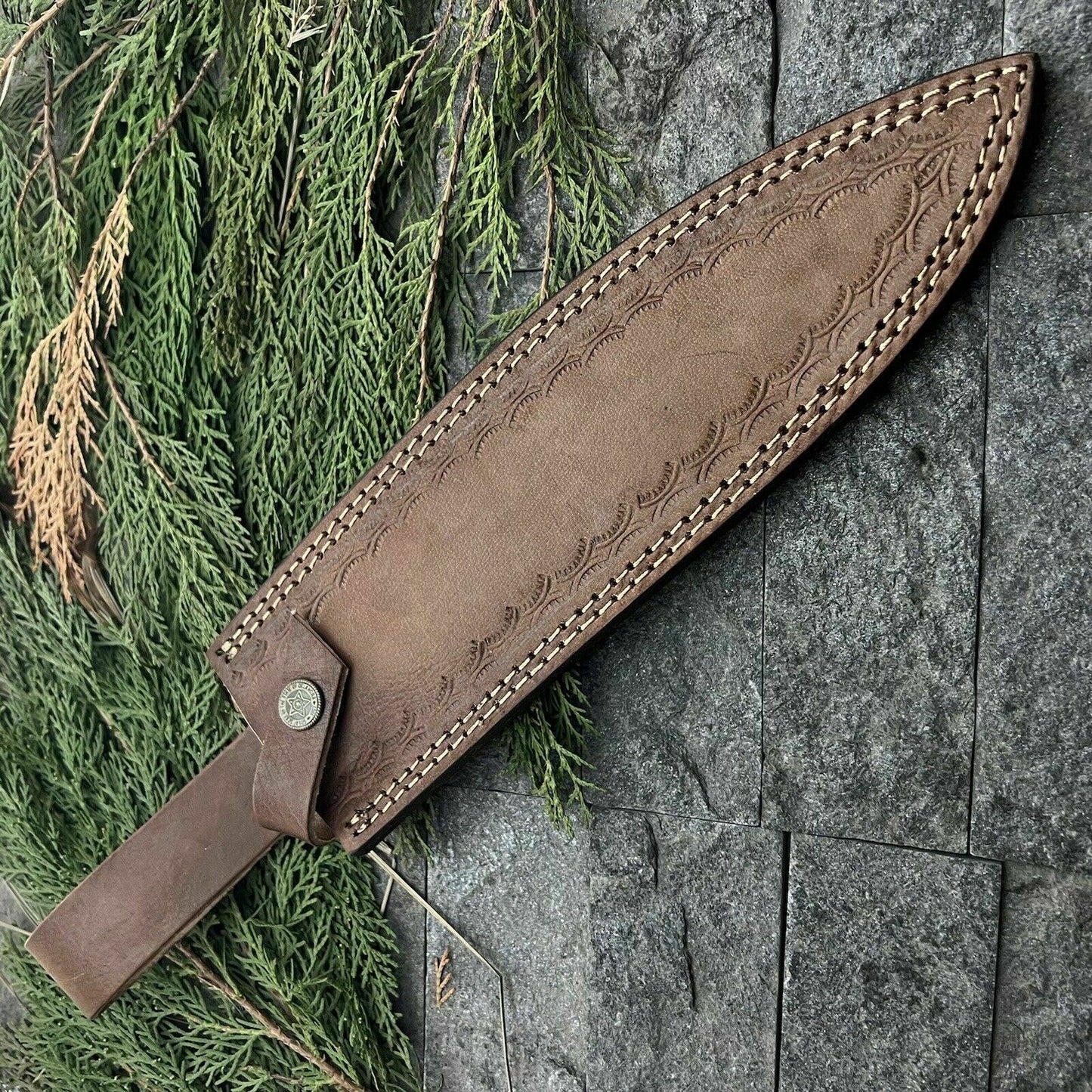 HS-863 14' BLADE Custom Hand Forged Damascus Steel Hunting Bowie knife W/Sheath