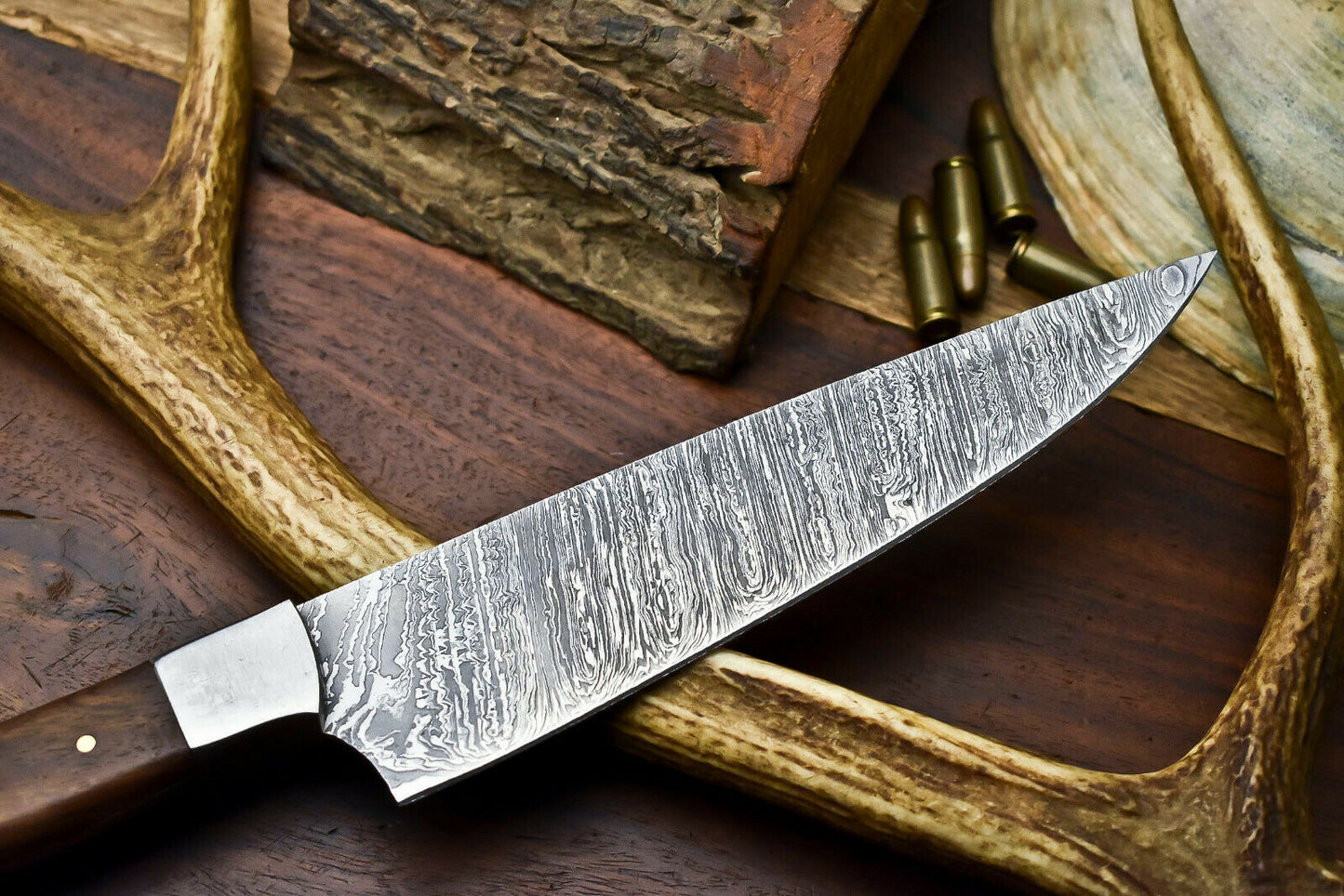 HS-261 Hand Made Damascus Steel Blade Chef Kitchen Full Tang Knife | WALNUT WOOD