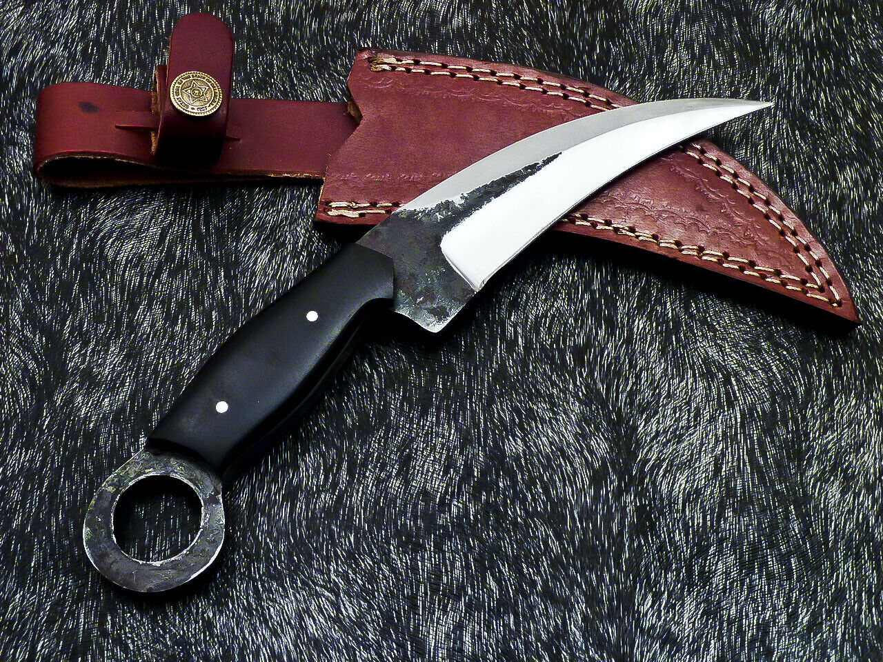 HS-891 Hand Forged Railroad Spike Carbon Steel Blade 11" Karambit Knife