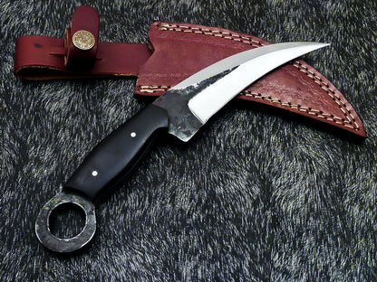 HS-891 Hand Forged Railroad Spike Carbon Steel Blade 11" Karambit Knife
