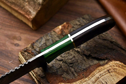 HS-677 Custom Handmade Damascus Steel Skinner Knife - Beautiful Hard Wood Handle
