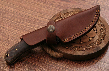 HS-765 Custom Handmade Damascus Steel Skinner Knife With Micarta Buffalo Horn Handle