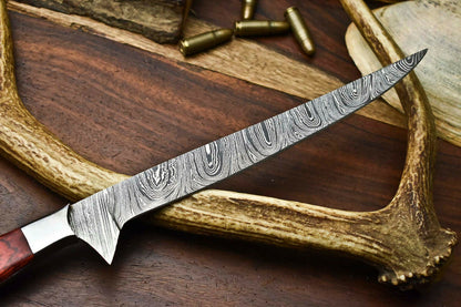 HS-264 Hand Made Damascus Steel Blade Fish Fillet Knife Full Tang Knife | HARD WOOD