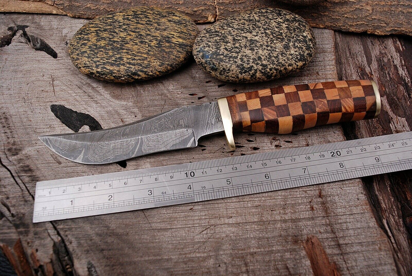 HS-506 Custom Handmade Damascus Hunting/Skinner Knife With Wood Handle