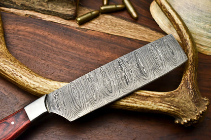 HS-262 Hand Made Damascus Steel Blade Chef Kitchen Cleaver Knife Full Tang Knife | HARD WOOD