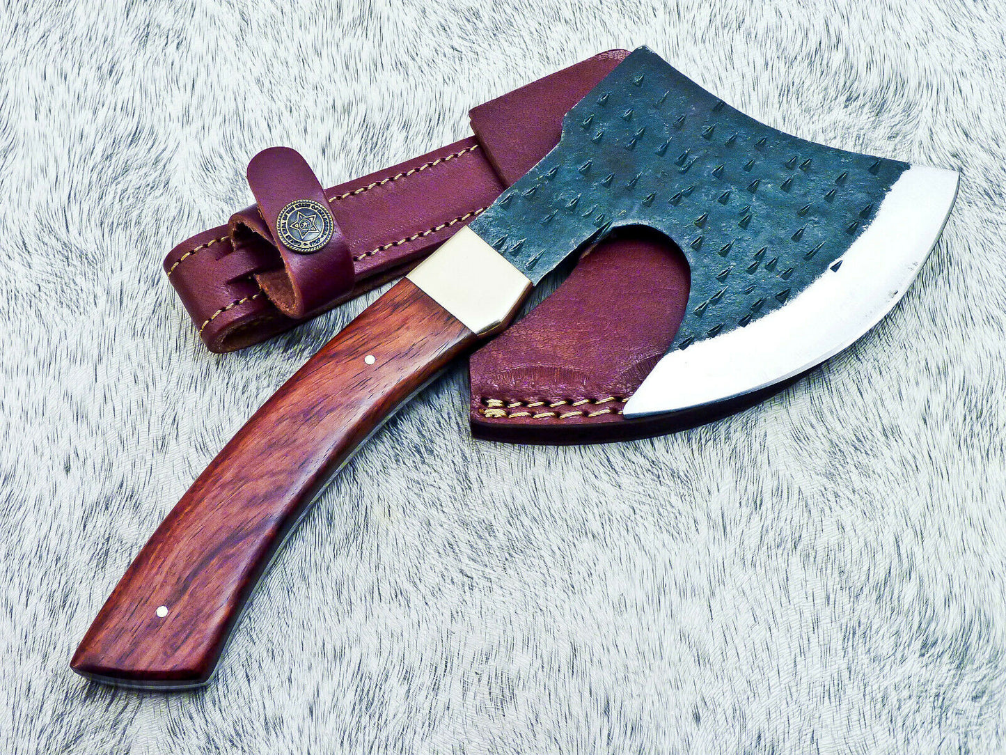 HS-1024 Custom Hand Forged Railroad Spike Carbon Steel Chopper Axe Knife -Wood
