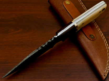 HS-569 HANDMADE DAMASCUS CUSTOM ROSE WOOD/BONE HANDLE SKINNING CAMPING KNIFE