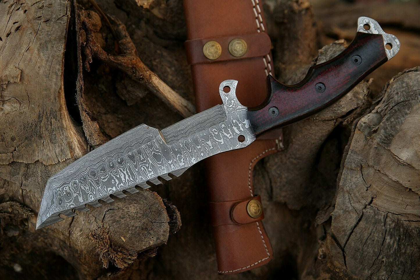 HS-369 '' Damascus Steel Handmade Tracker Knife, Best Survival Knife, Custom Knife