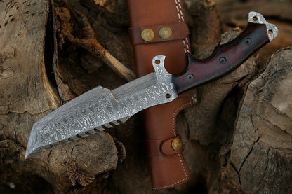 HS-369 '' Damascus Steel Handmade Tracker Knife, Best Survival Knife, Custom Knife