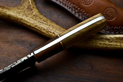 HS-634 Custom Handmade Damascus Hunting Skinning Blade Hunter Camping Full Tang Knife