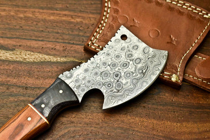 HS-1051 Handmade Damascus Mini Axe  Blade Camping Full Tang Axe Beautiful Handle